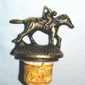 Blanton's "O" Horse & Jockey Bottle Stopper OS Gold Excellent Equestrian